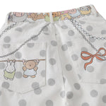 Washed Rabbit Print Polka Dot Bow Detail Relaxed Wide-Leg Bermuda Shorts