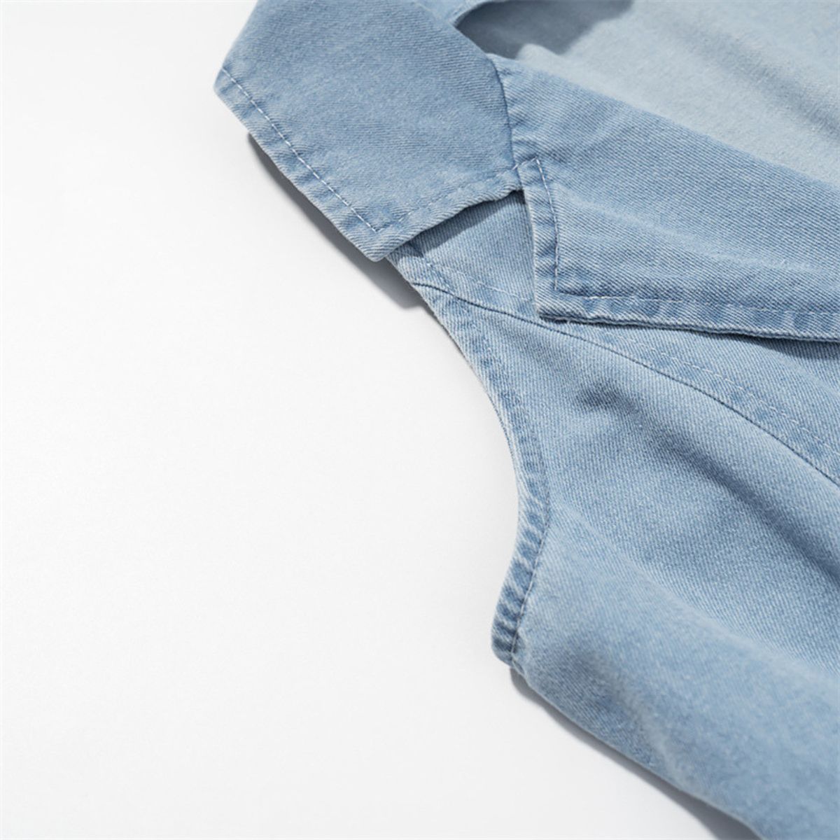 Light Blue Button-Front Denim Maxi Dress