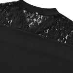 Openwork Lace-Stitching V-Neck Boxy Tee