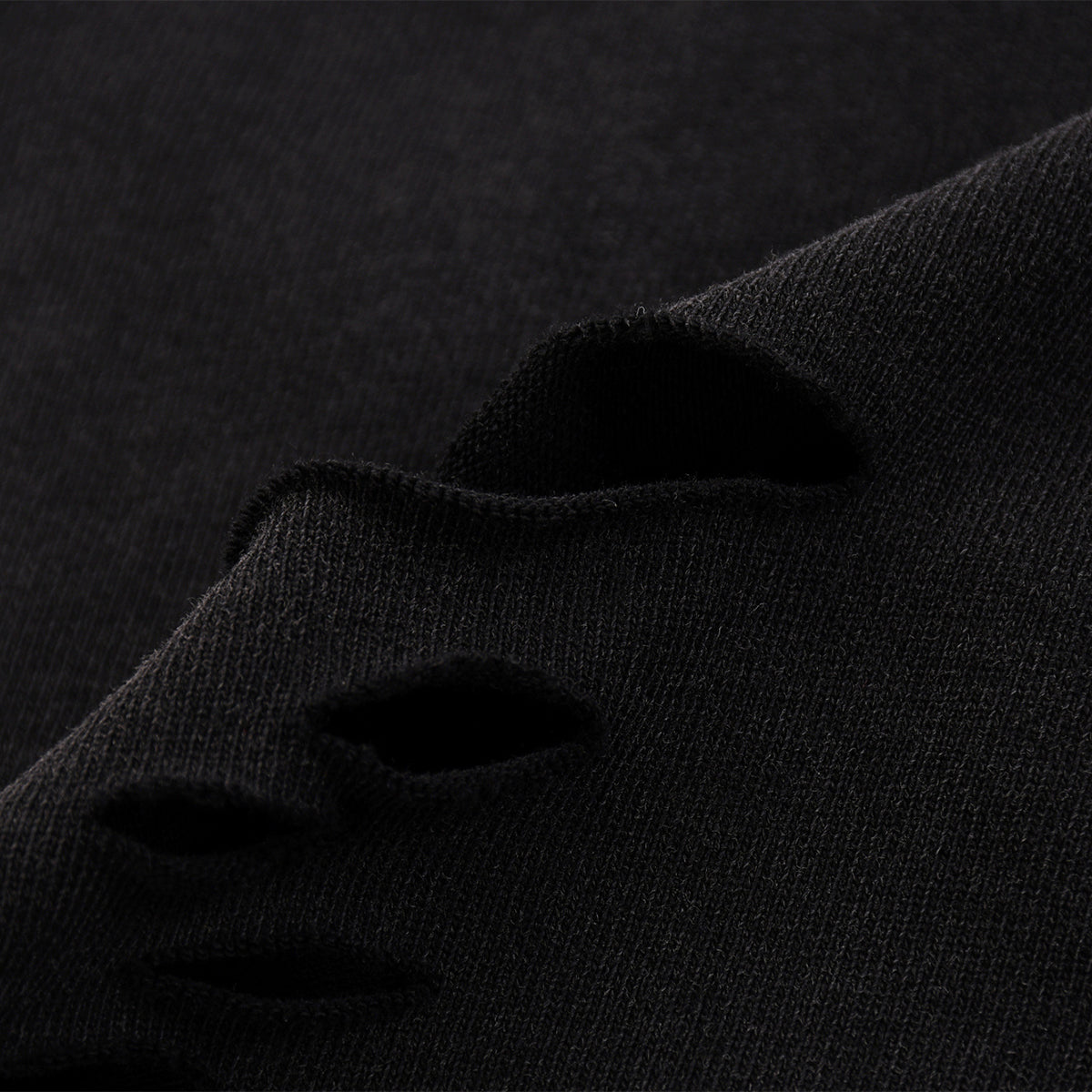 Black Washed Cotton Ripped Boxy Tee 270gsm