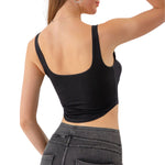 Knit Denim Square Neck Cropped Tank