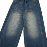 Vintage Whiskered Slub Relaxed Wide-Leg Denim Pants