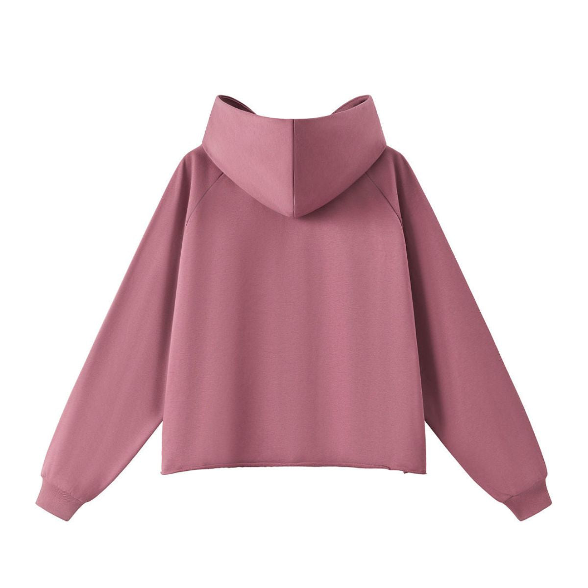 Boxy Raw‑Edge Distressed Hem Drop‑Shoulder Hoodie
