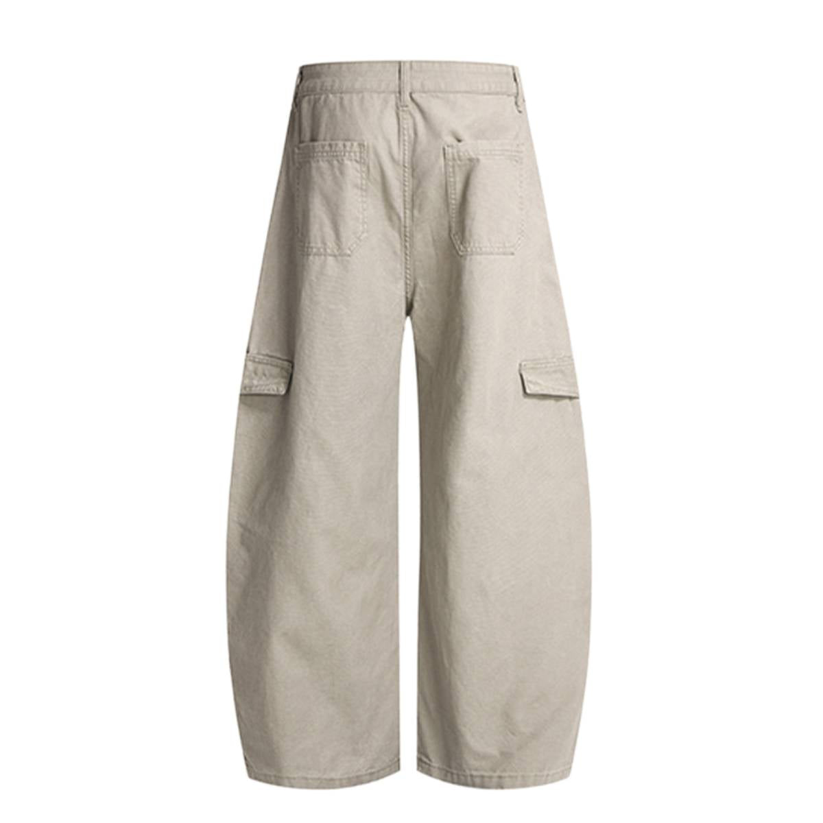Pantalones de algodón con pierna ancha y color liso