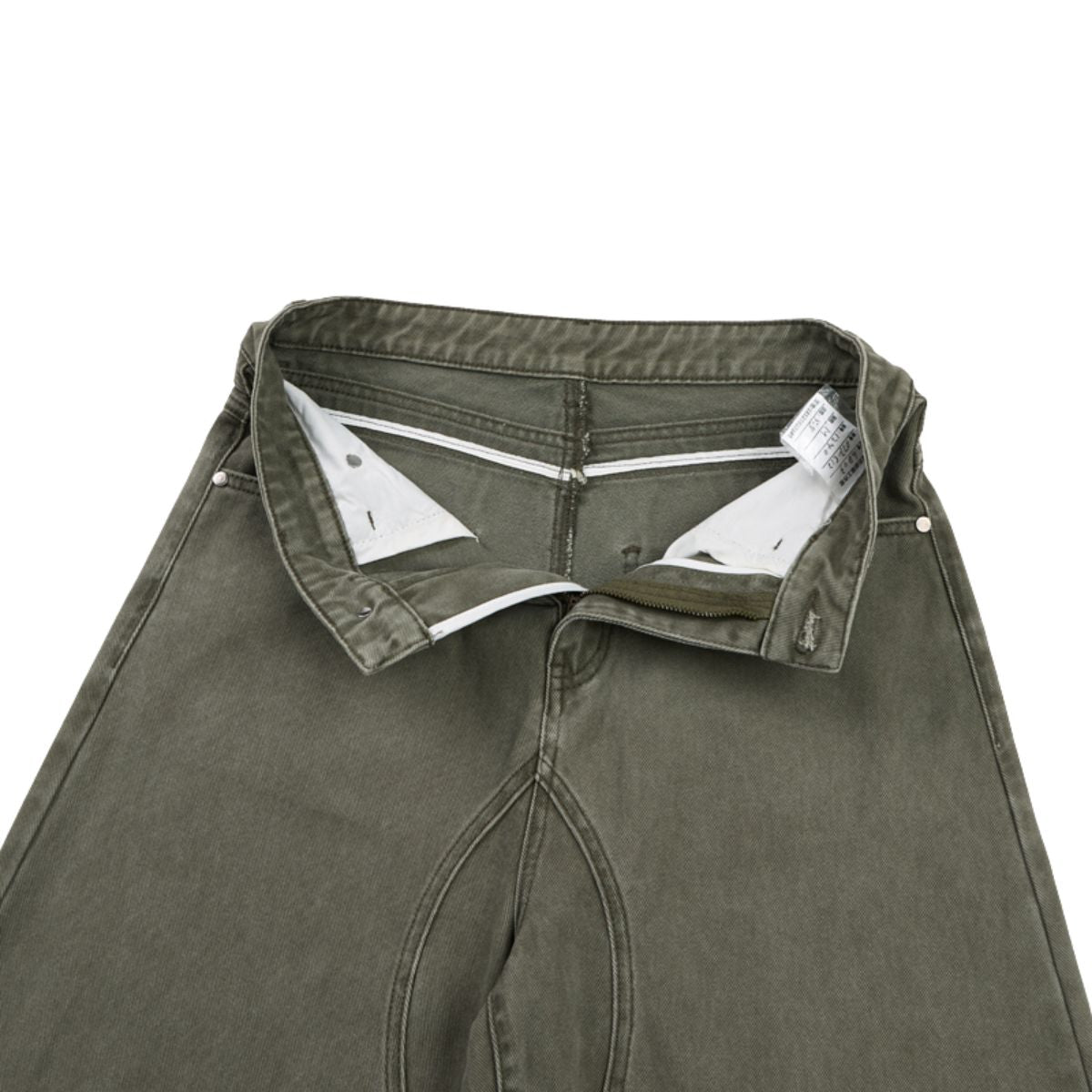 Vintage Washed Curved‑Seam Baggy Wide‑Leg Trousers