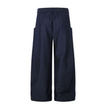 Draped Wide Leg Summer Suit Trousers with Deconstructed Panels