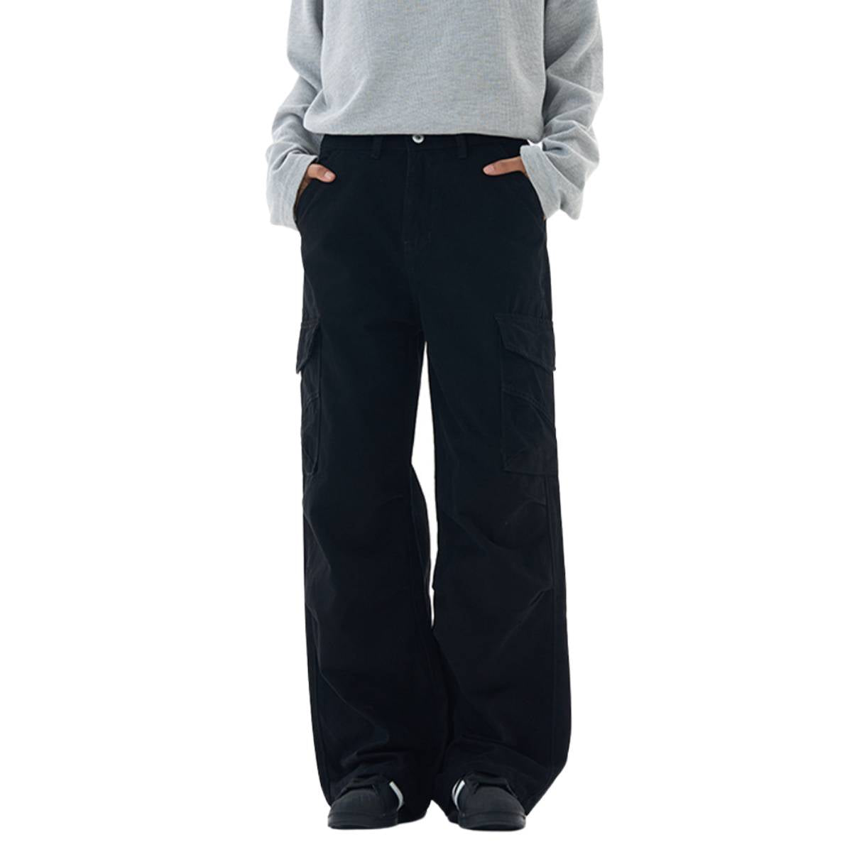 Washed Vintage Distressed High Waist Relaxed Wide Leg Draped Pants