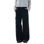 Washed Vintage Distressed High Waist Relaxed Wide Leg Draped Pants