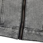 Trendy Patchwork Motorcycle Style Retro Street Washed Denim Jacket