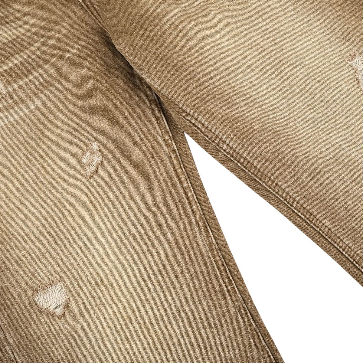 Ripped Whiskering Micro Flare Vintage Denim Jeans