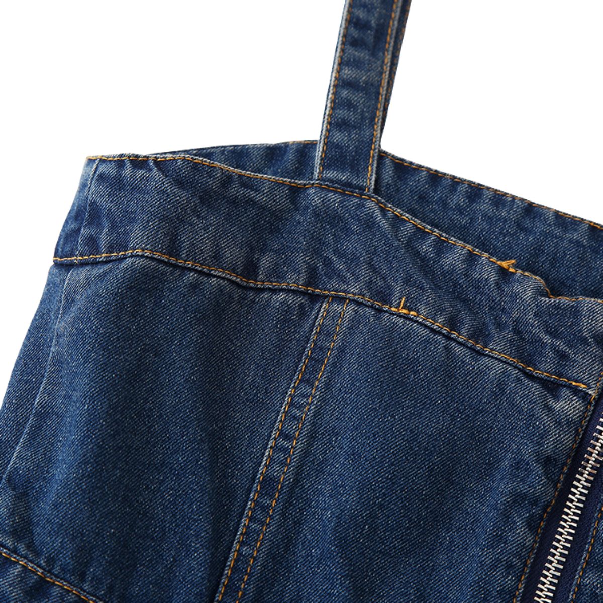 Falda vaquera con bordado de perlas y lavado vintage