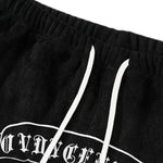 Vintage Inspired Denim Panel Straight Leg Drawstring Pants