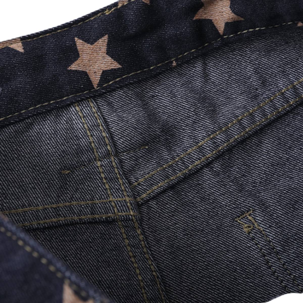 Vintage Star Print Loose Wide-Leg Denim Pants