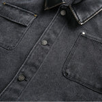 Vintage Washed Distressed Dropped Shoulder Workwear Multi-pocket Denim Jacket