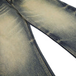 Vintage Washed Whiskering Relaxed Straight Leg Denim Jeans