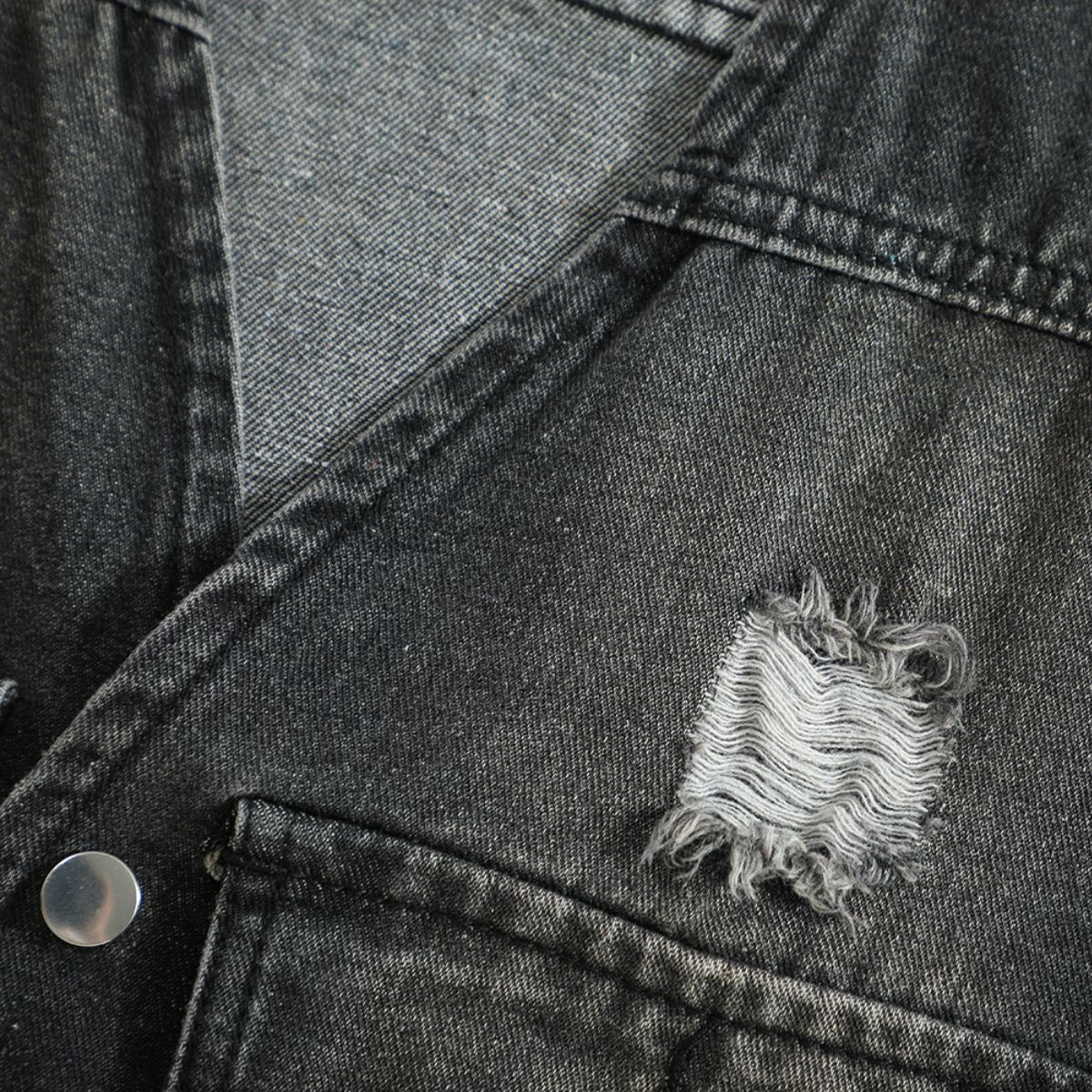 Vintage Wash Denim Ripped Vest