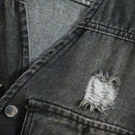 Vintage Wash Denim Ripped Vest