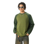 Relaxed Contrasting Colors Raglan Long Sleeve Top 270gsm
