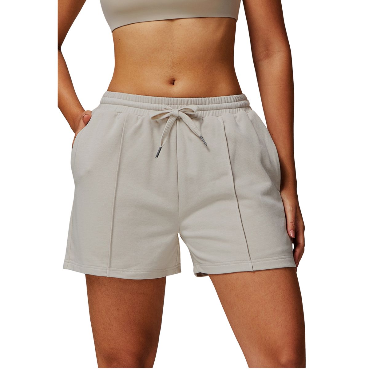 Women's Solid Pleated Cotton Shorts
