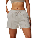 Women's Solid Pleated Cotton Shorts