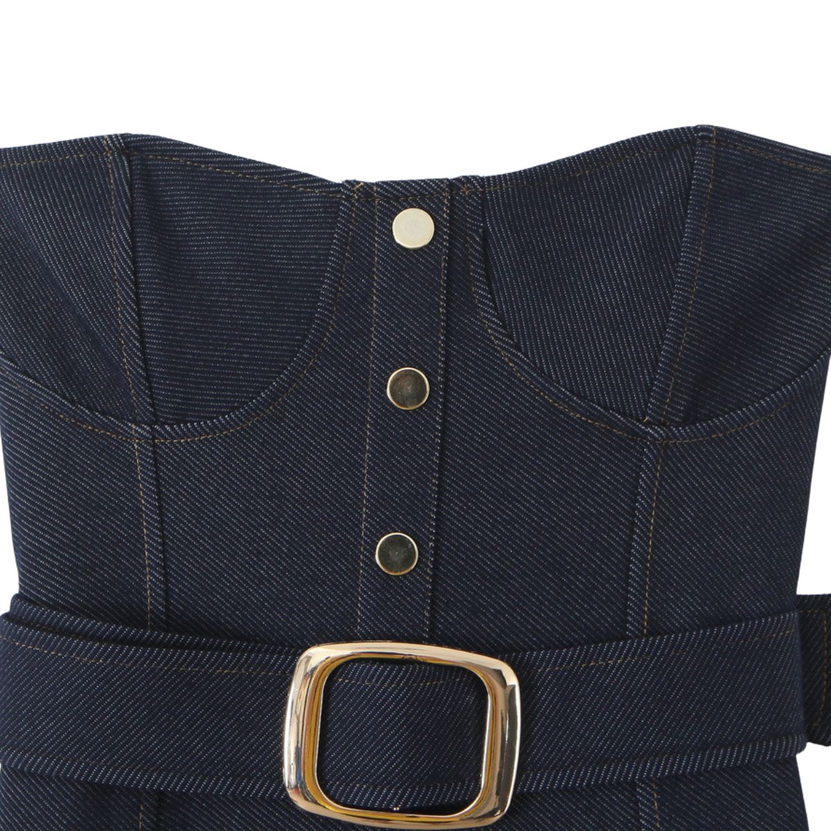 Falda vaquera con bordado de perlas y lavado vintage