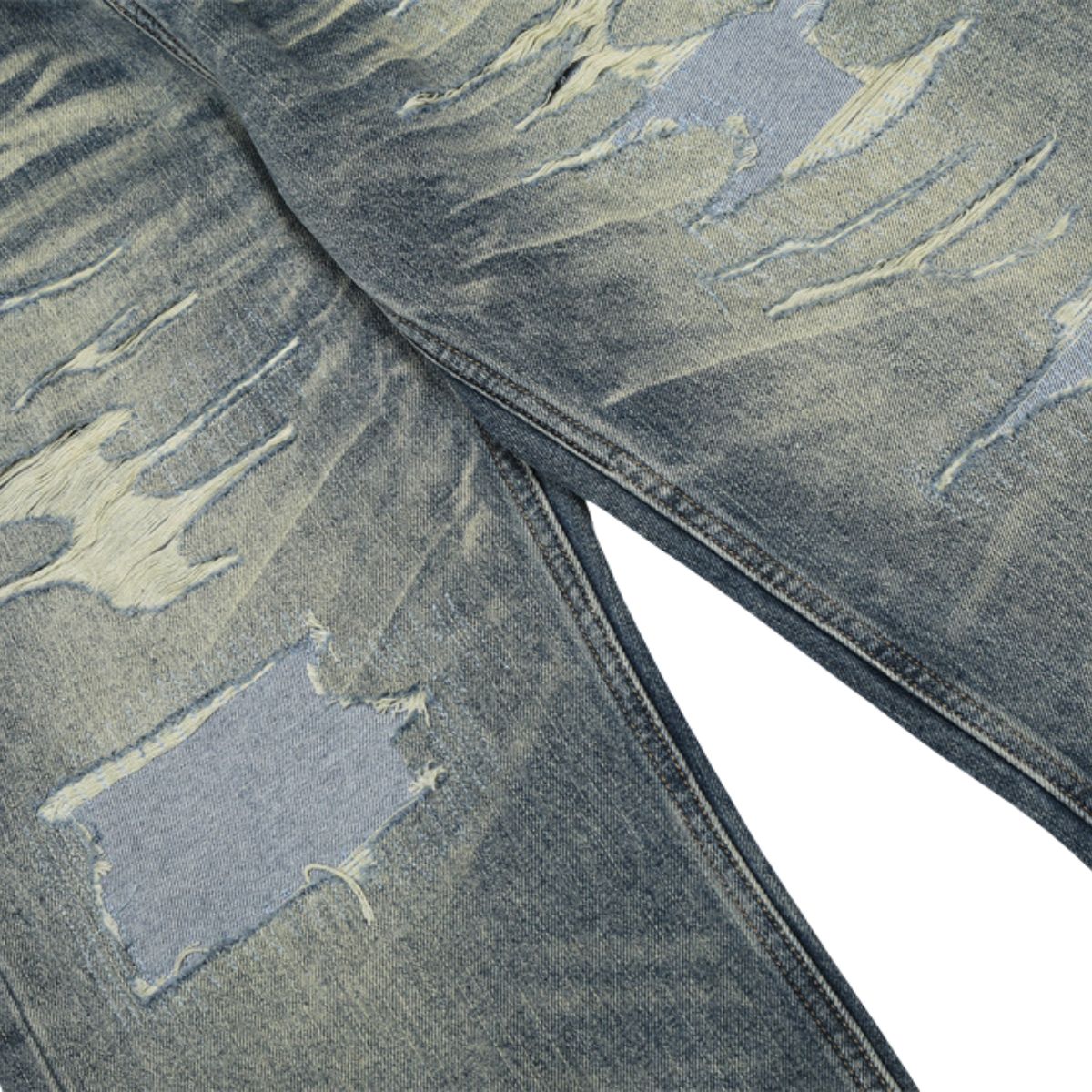 Men's Distressed Gradient Washed Denim Pants Loose Punk Street