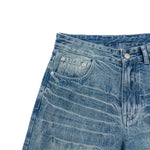 Medium Blue 3D-Whisker Baggy Jeans