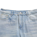 Vintage Washed Light Blue Whiskered Slim Flare Jeans