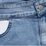 Women's Lace Spliced Denim Midi Skirt
