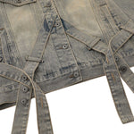 Niche Vintage Loose Tie Front Washed Denim Jacket