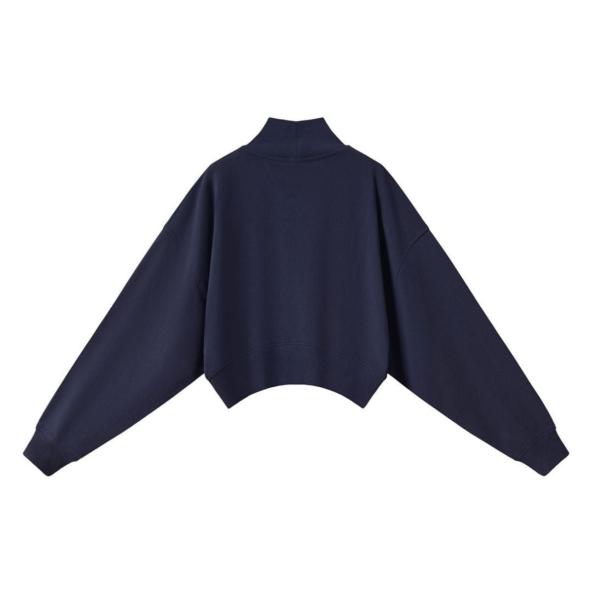 Mock Neck Drop Shoulder Sweatshirt Loose Sleeve Curved Hem