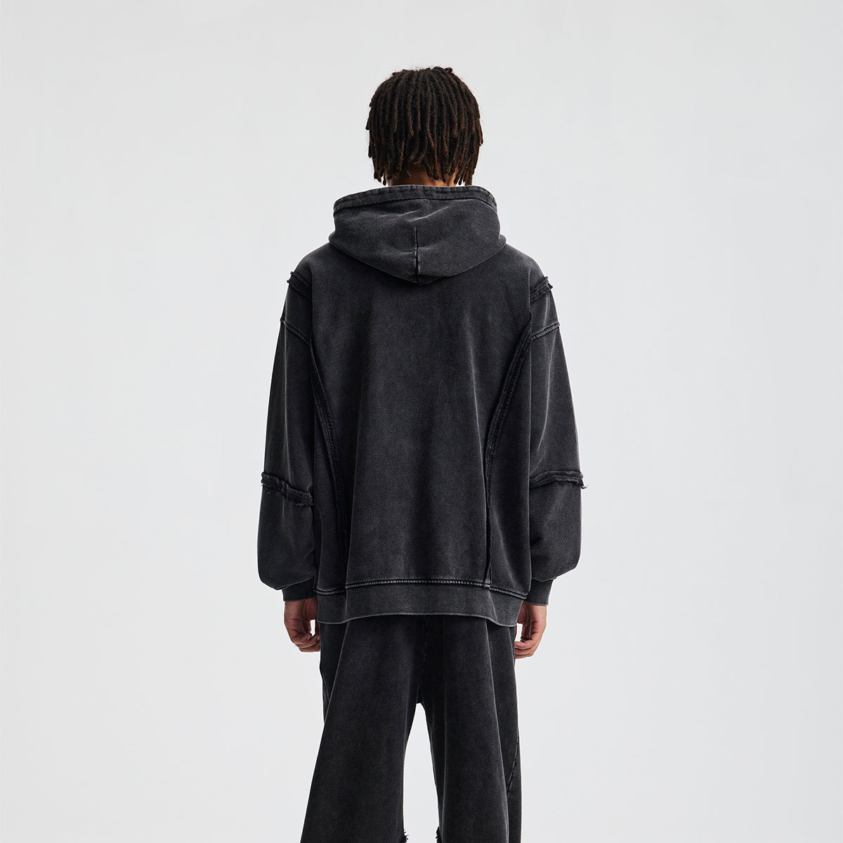 Distressed Vintage Wash Zip Up Hoodie