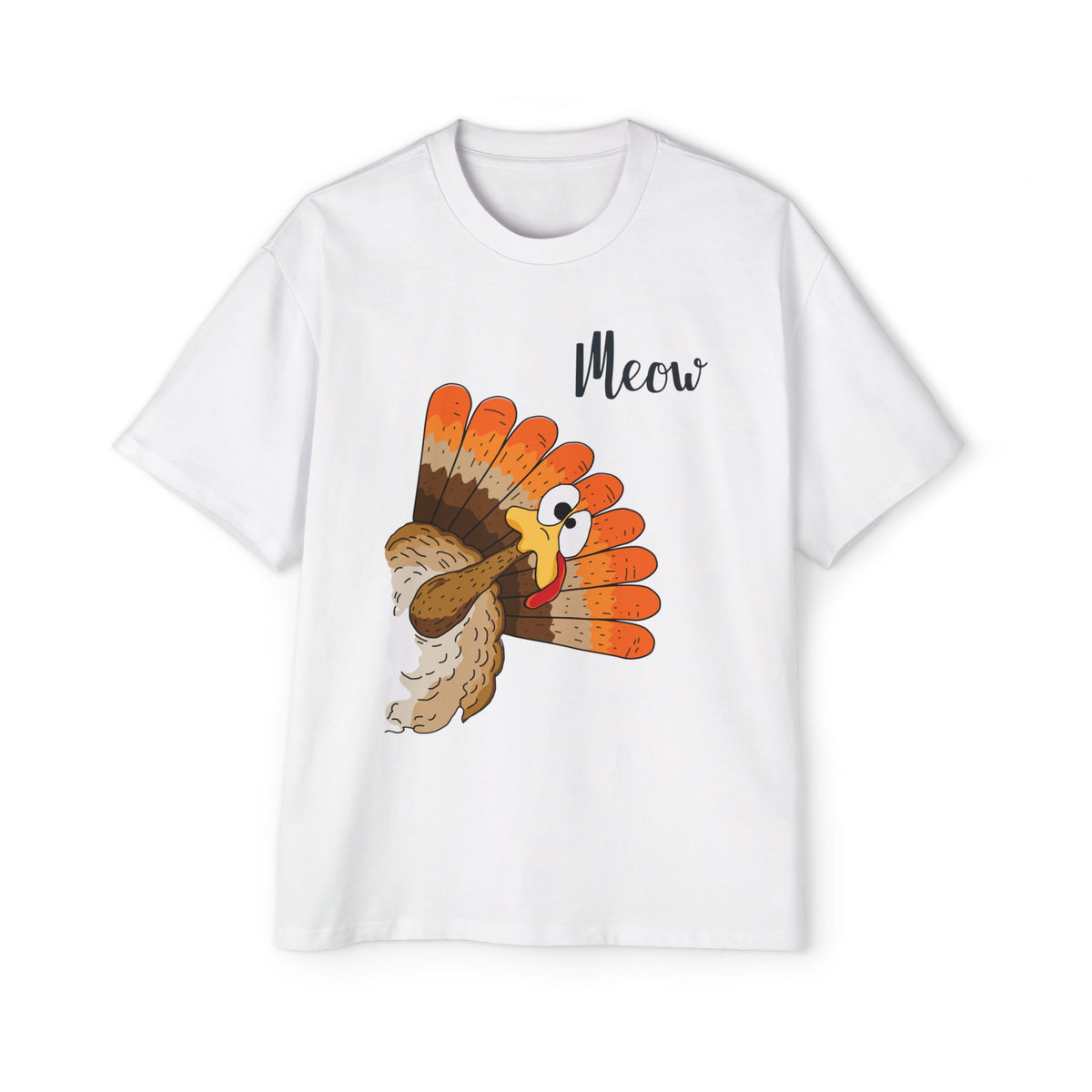 Turkey Meow Funny Thanksgiving Graphic Tee-INNBLAC Fashion Apparel