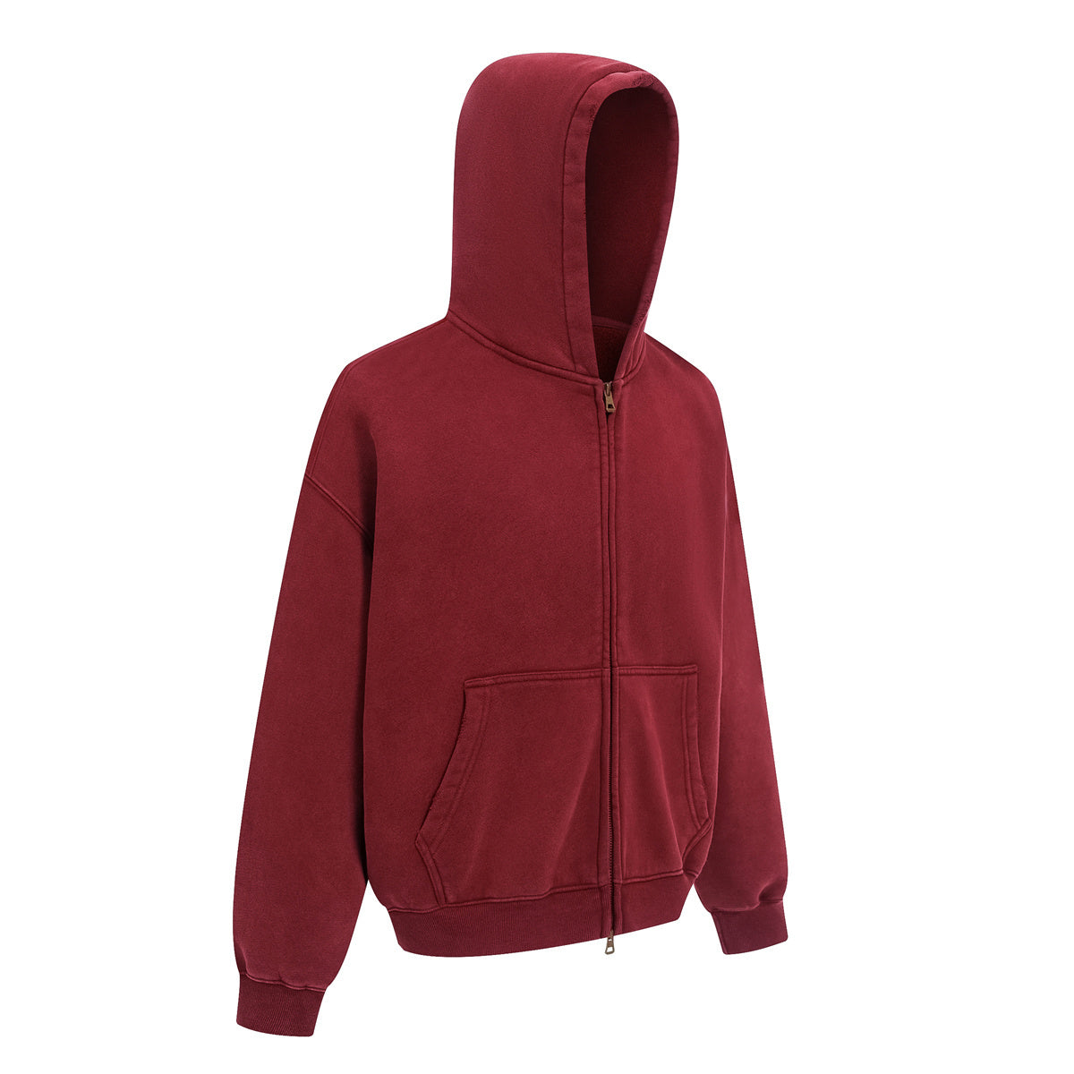 Vintage Oversized Full Zip Kangaroo Pocket Hoodie