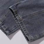 Embroidered Patch Denim Cargo Jeans with Striped Detail