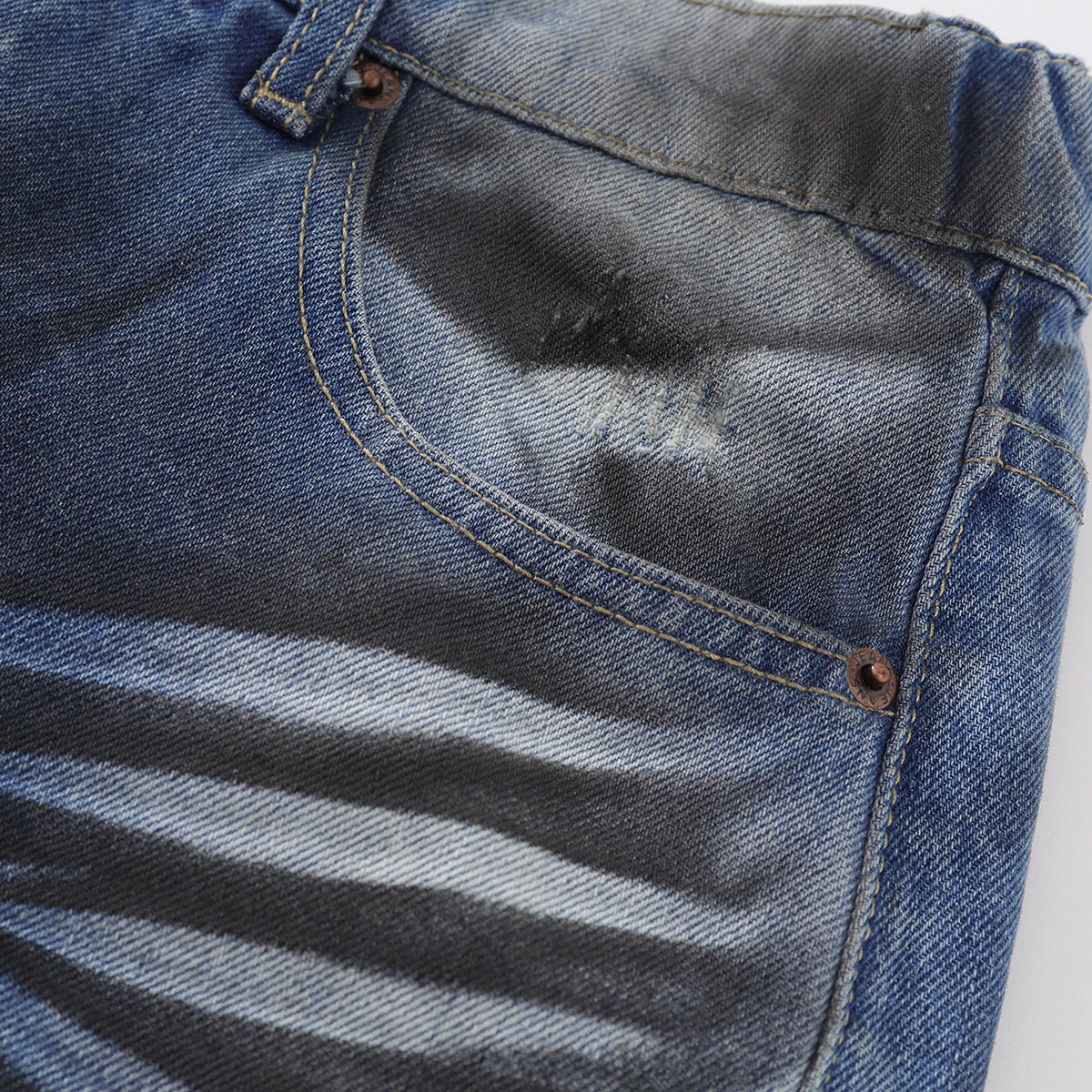 Grungy Wash Ripped Hem Denim Bermuda Shorts