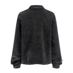 Distressed Edge Buttonless Long-Sleeve Polo