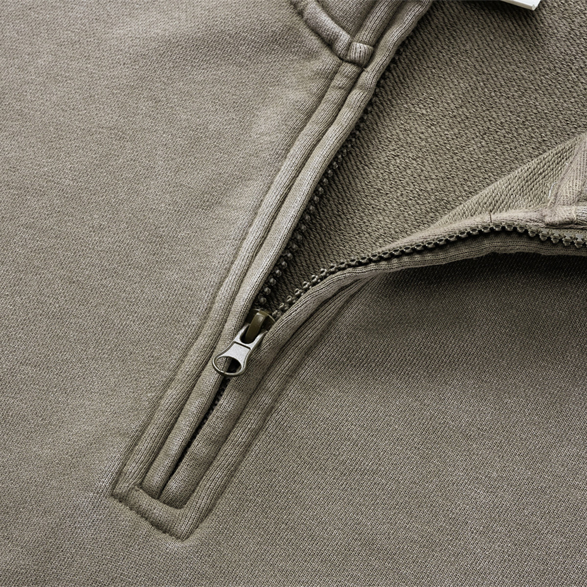 Distressed Wash Comfort Zip Pullover Sweatshirt