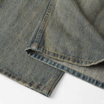 Mud Blue Distressed Wide-Leg Jeans