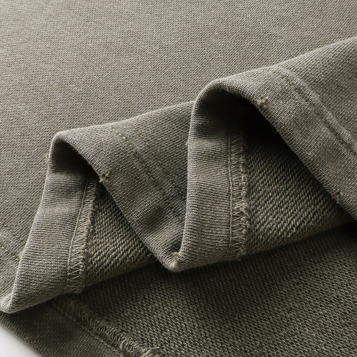 Distressed Edge Buttonless Long-Sleeve Polo