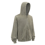 Double Yarn Vintage Washed Zippered Comfort Hoodie