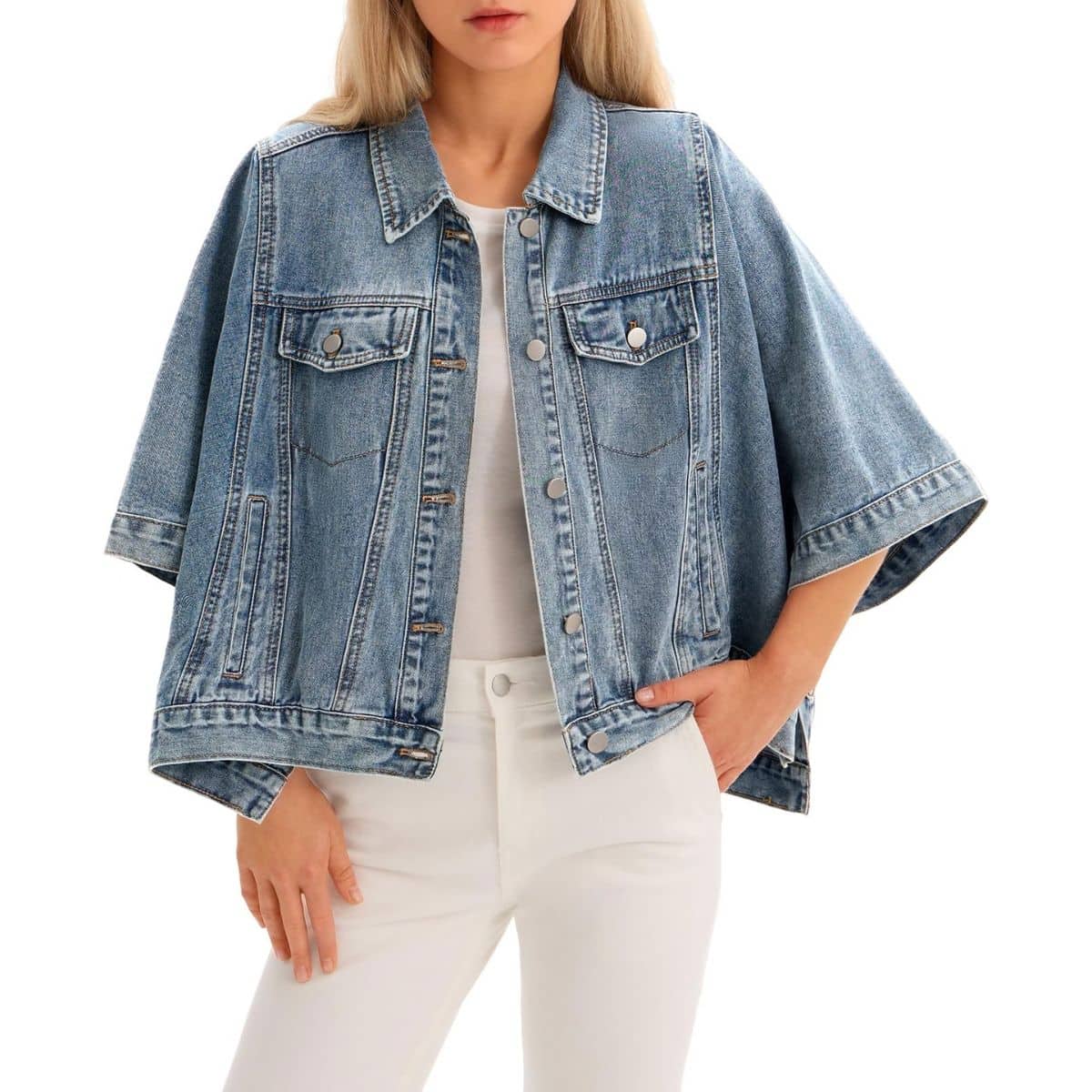 Women's Loose Cropped Denim Jacket
