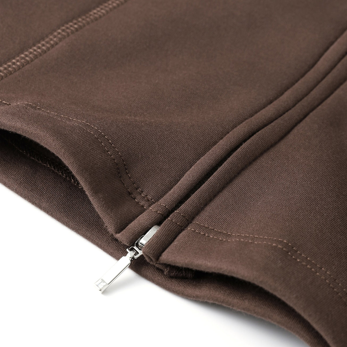 Double-Slider Zipper Fleece Cropped Sweatshirt