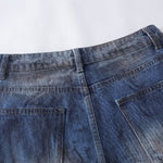 Faded Wash Distressed Baggy Frayed-Hem Jeans