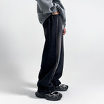 Wide Leg Pinstripe Detail Denim Jeans