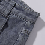 Embroidered Blue Wide Leg Distressed Denim Jeans