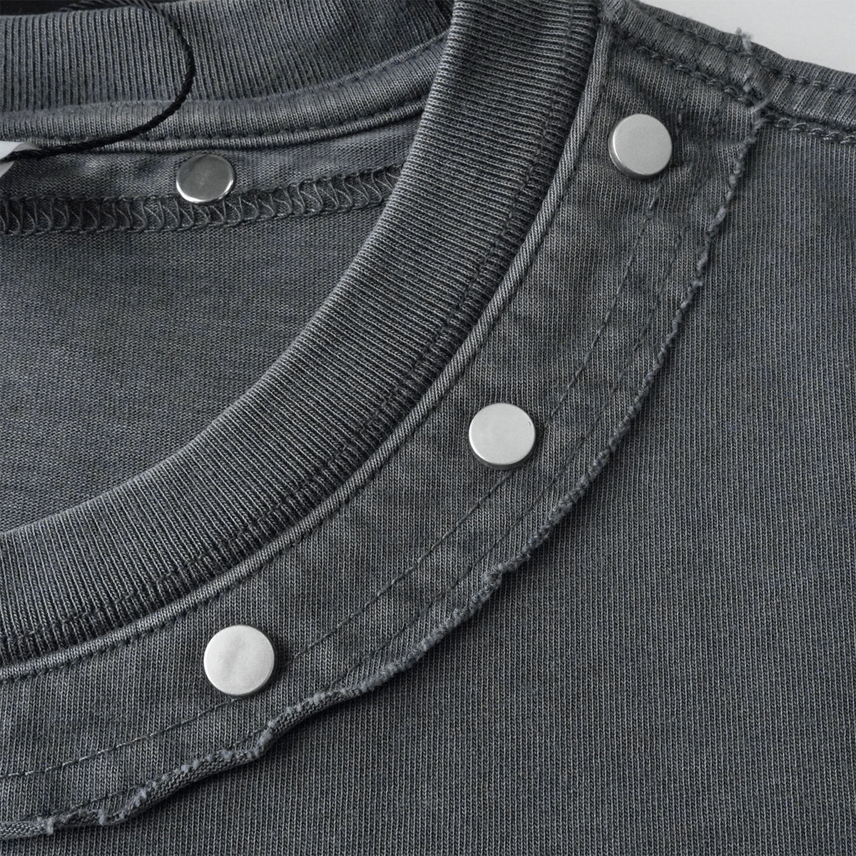 Rivet Detail Washed Boxy Fit T-Shirt
