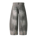 Paint Splatter Panel Stitching Barrel-Leg Jeans