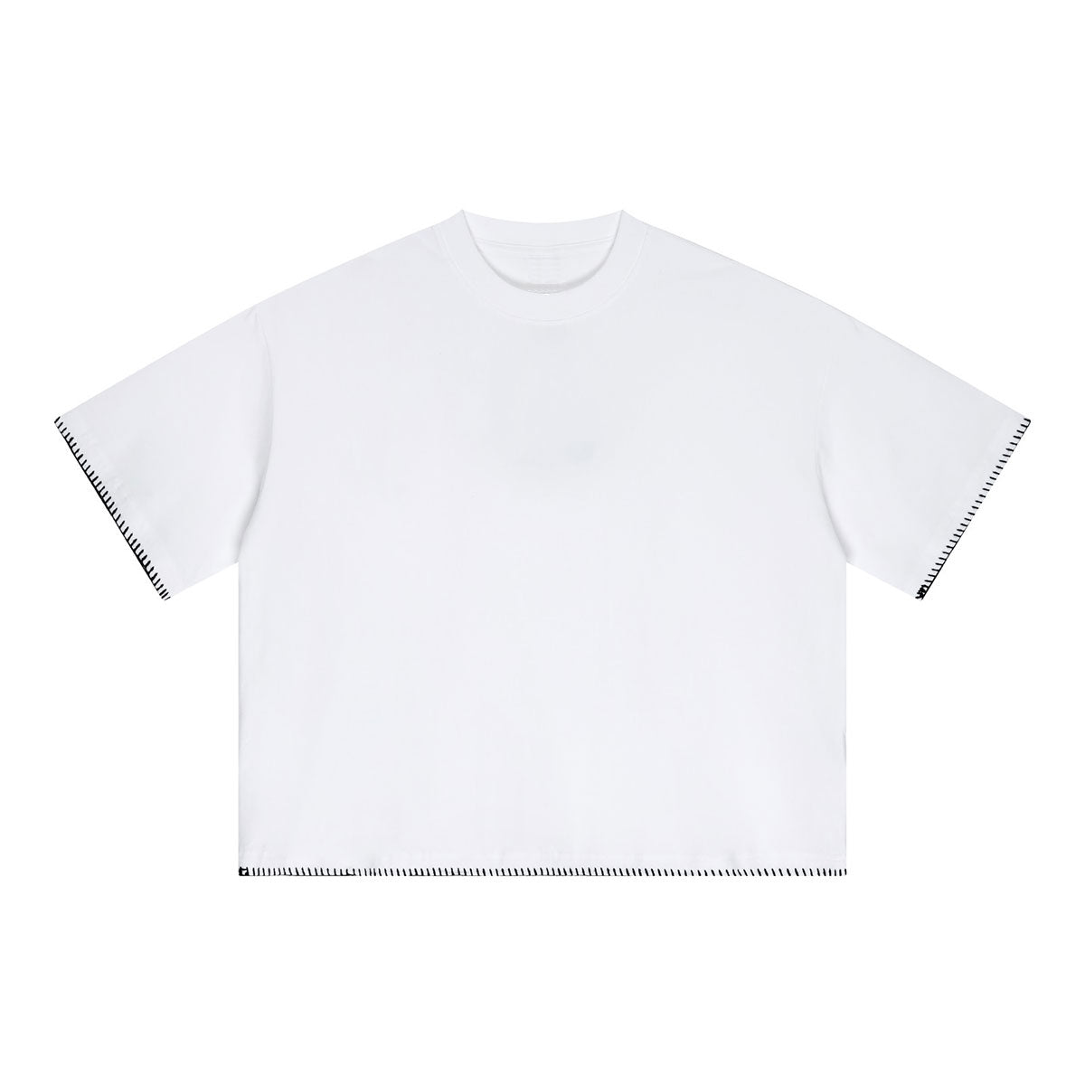 Oversized Minimal Tee Raw Edge Contrast Stitching