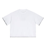 Oversized Minimal Tee Raw Edge Contrast Stitching